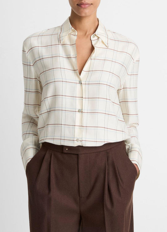 VINCE Sale Checked Plaid Button-Front Shirt in Shirts & Tees
