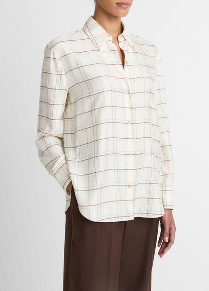 VINCE Sale Checked Plaid Button-Front Shirt in Shirts & Tees