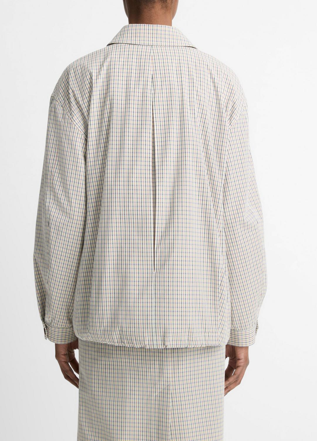 VINCE Sale Gardener's Check Cotton Oversized Bomber Jacket in Jackets & Outerwear
