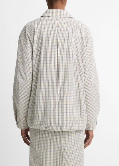 VINCE Sale Gardener's Check Cotton Oversized Bomber Jacket in Jackets & Outerwear