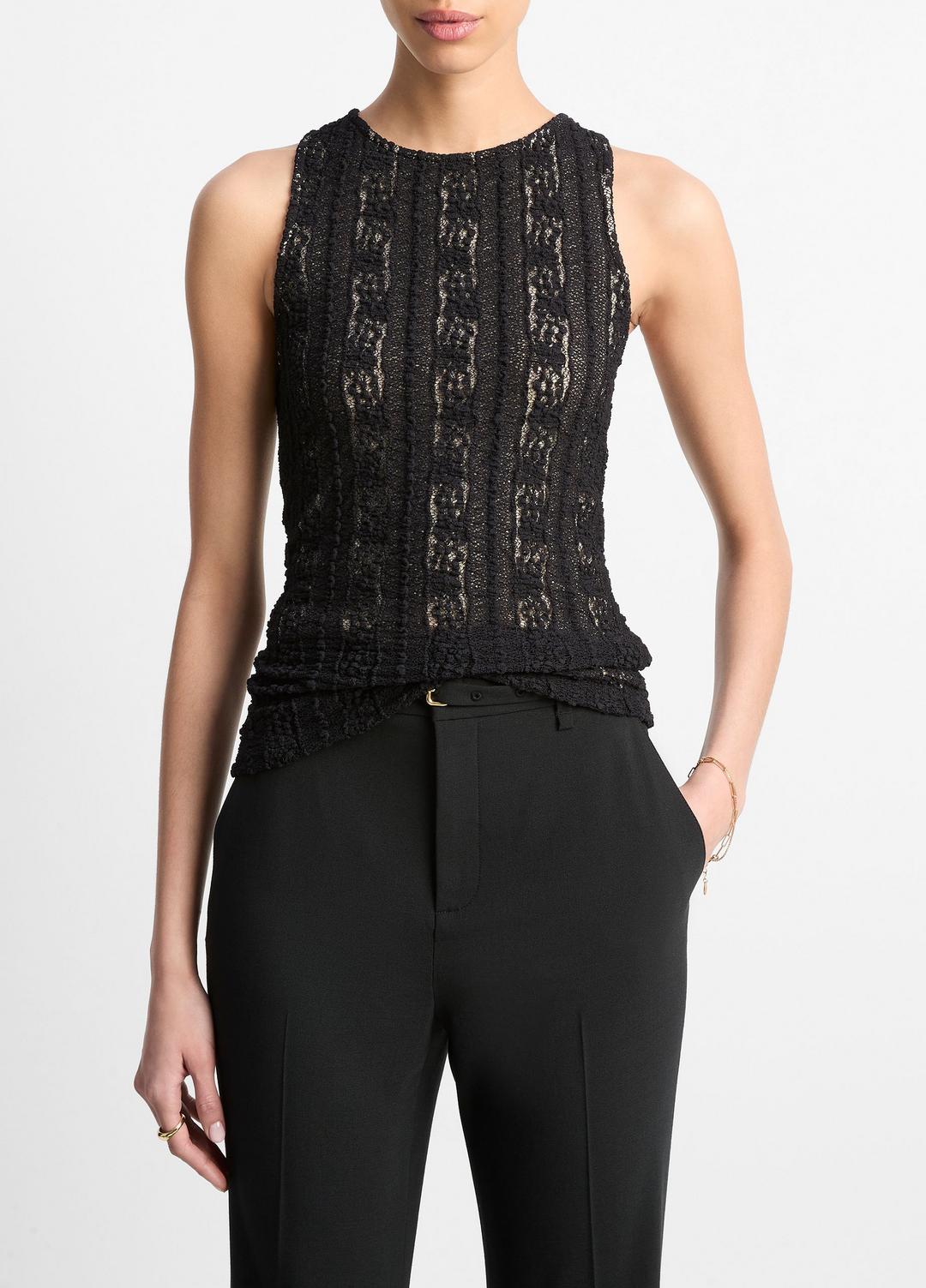 VINCE Sale Smocked Lace Shell in Shirts & Tees