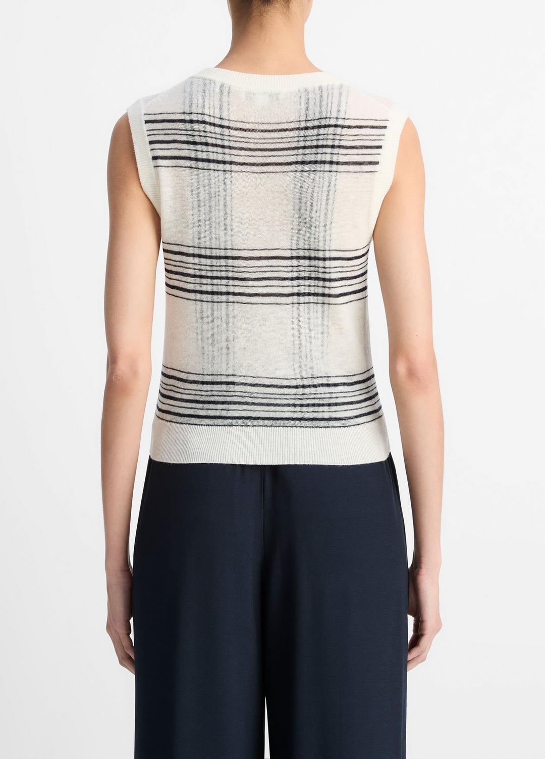 VINCE Sale Featherweight Plaid Wool Sweater Vest in Sweaters