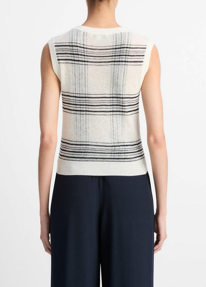 VINCE Sale Featherweight Plaid Wool Sweater Vest in Sweaters