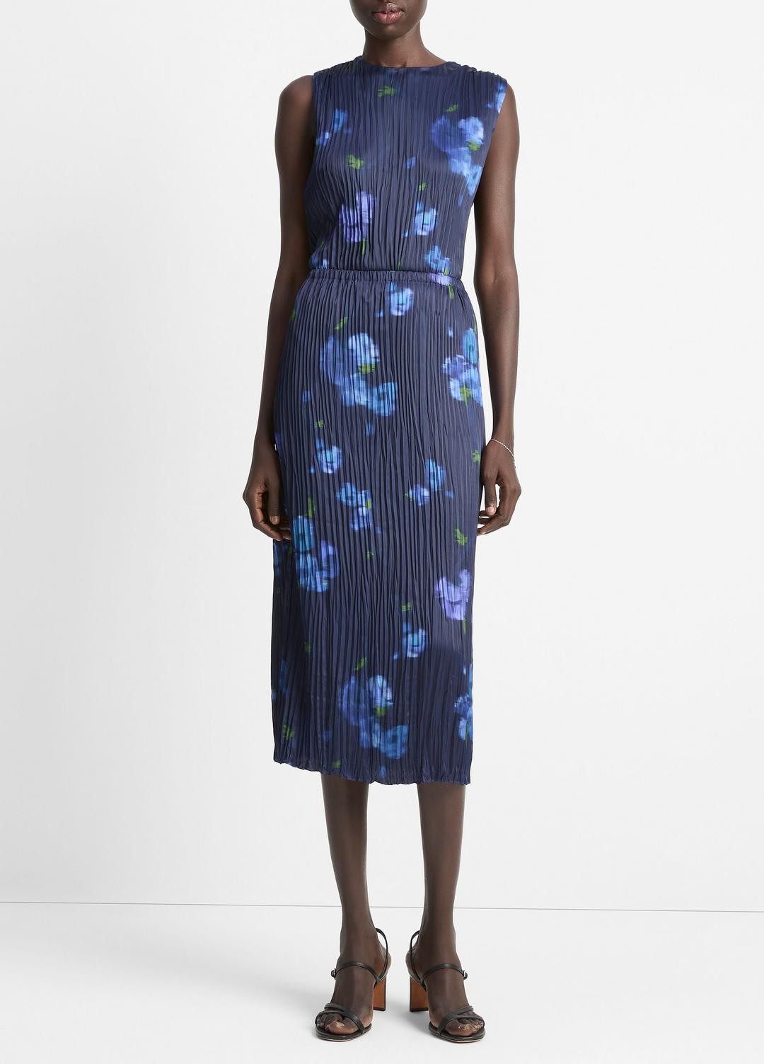 VINCE Sale Poppy Blur Crushed Satin Column Skirt in Dresses & Skirts