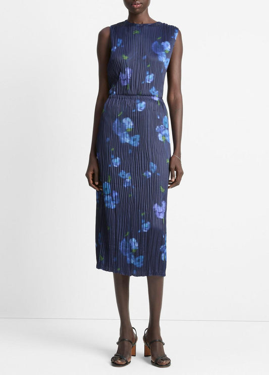 VINCE Sale Poppy Blur Crushed Satin Column Skirt in Dresses & Skirts
