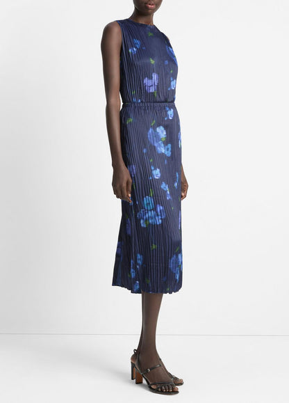 VINCE Sale Poppy Blur Crushed Satin Column Skirt in Dresses & Skirts