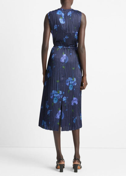 VINCE Sale Poppy Blur Crushed Satin Column Skirt in Dresses & Skirts