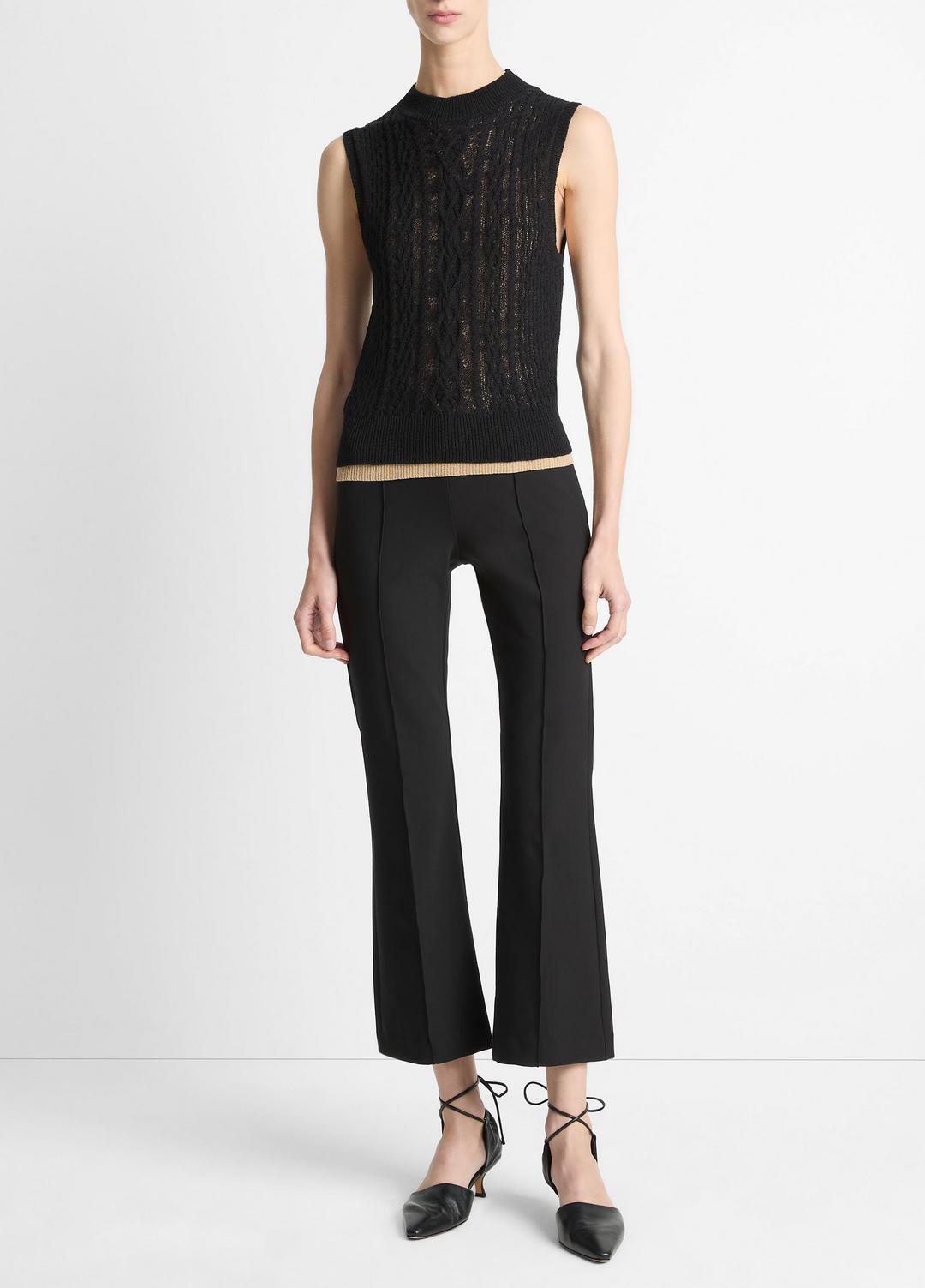 VINCE Sale Cable Cotton-Blend Double-Layer Shell in Sweaters
