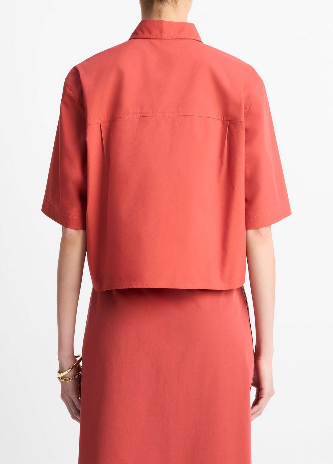 VINCE Sale Cotton Short-Sleeve Cropped Shirt in Shirts & Tees