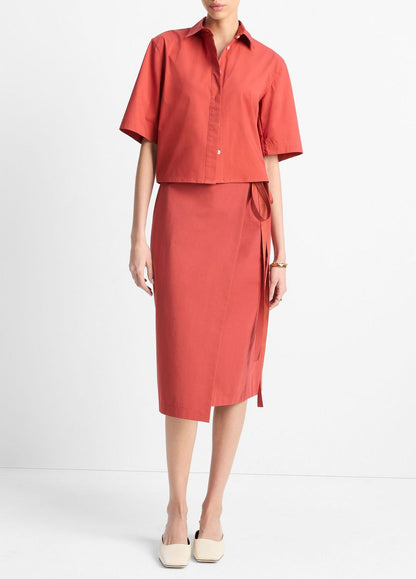 VINCE Sale Cotton Short-Sleeve Cropped Shirt in Shirts & Tees