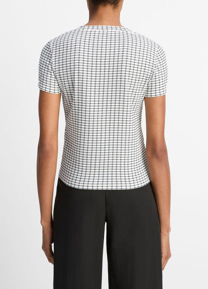 VINCE Sale Checked Smocked T-Shirt in Shirts & Tees