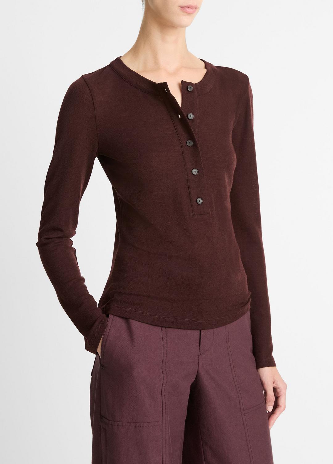 VINCE Sale Wool Long-Sleeve Henley in Shirts & Tees