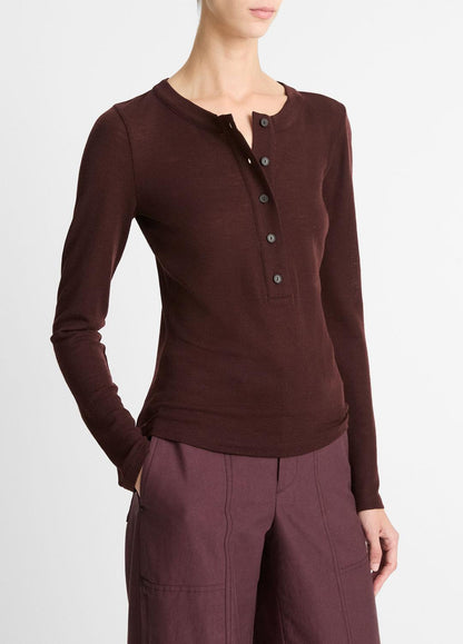VINCE Sale Wool Long-Sleeve Henley in Shirts & Tees