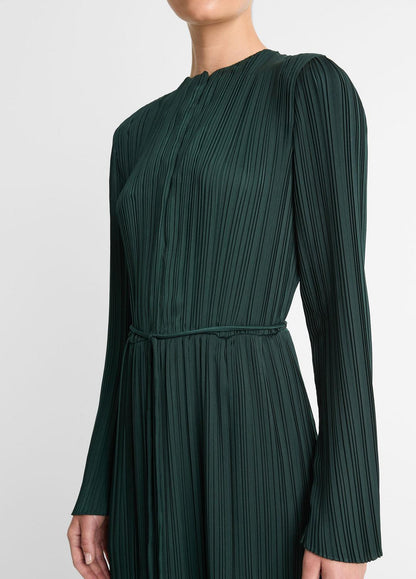 VINCE Sale Pleated Satin Long-Sleeve Dress in Dresses & Skirts
