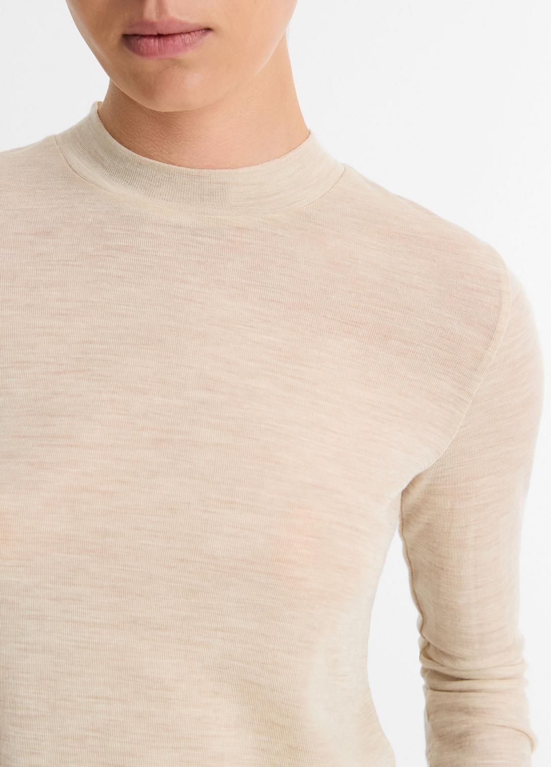 VINCE Sale Wool Three-Quarter-Sleeve Mock-Neck Top in Shirts & Tees
