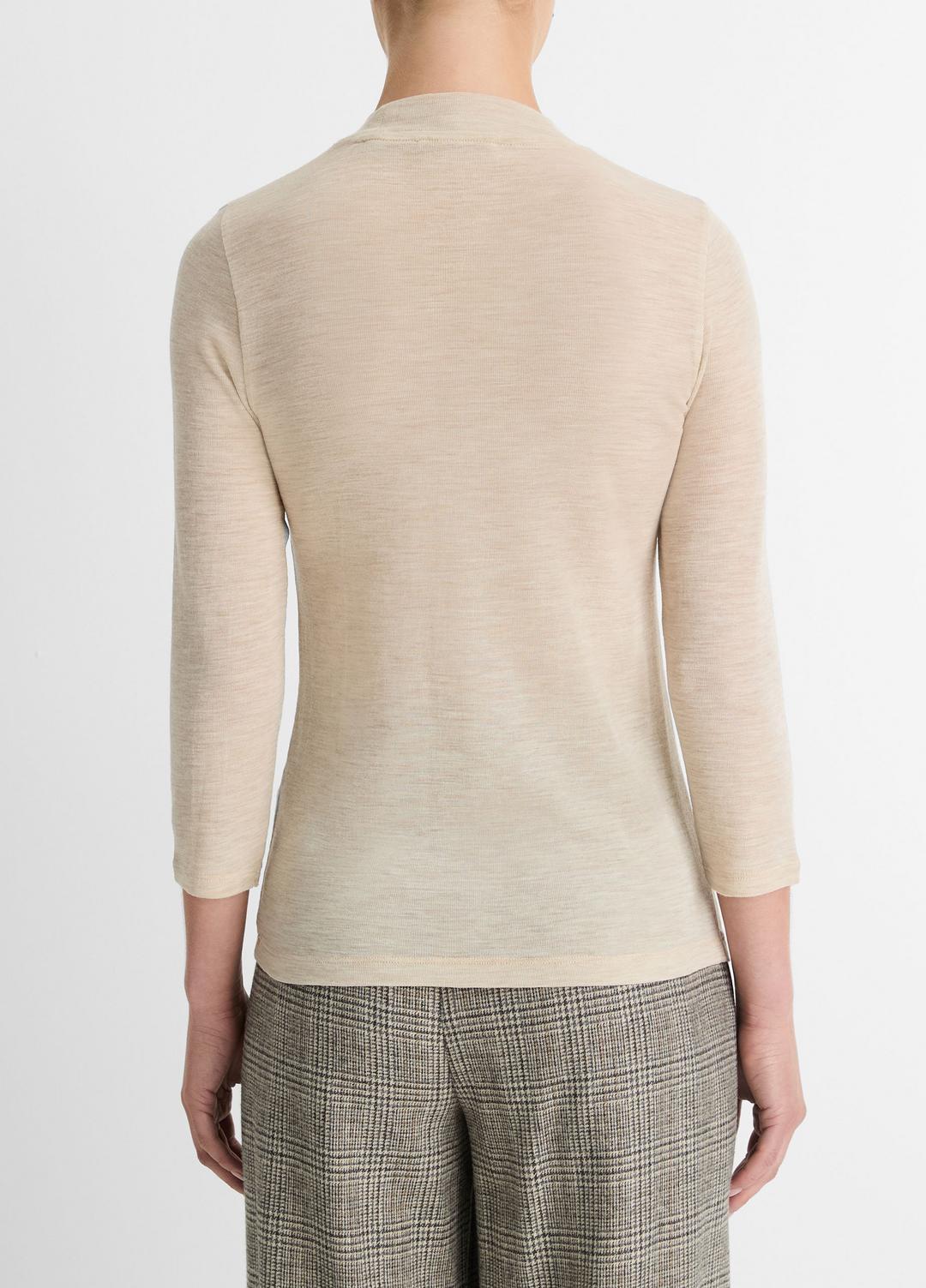 VINCE Sale Wool Three-Quarter-Sleeve Mock-Neck Top in Shirts & Tees
