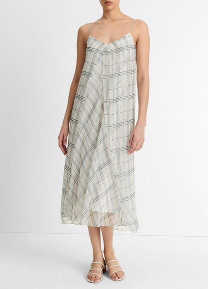 VINCE Sale Fenced Plaid Layered Dress in Dresses & Skirts