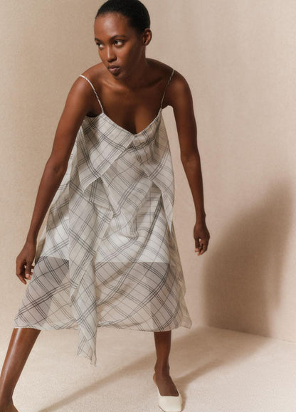 VINCE Sale Fenced Plaid Layered Dress in Dresses & Skirts