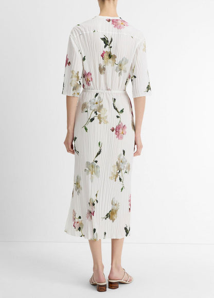 VINCE Sale Wilted Peony Pleated Side-Tie Skirt in Dresses & Skirts