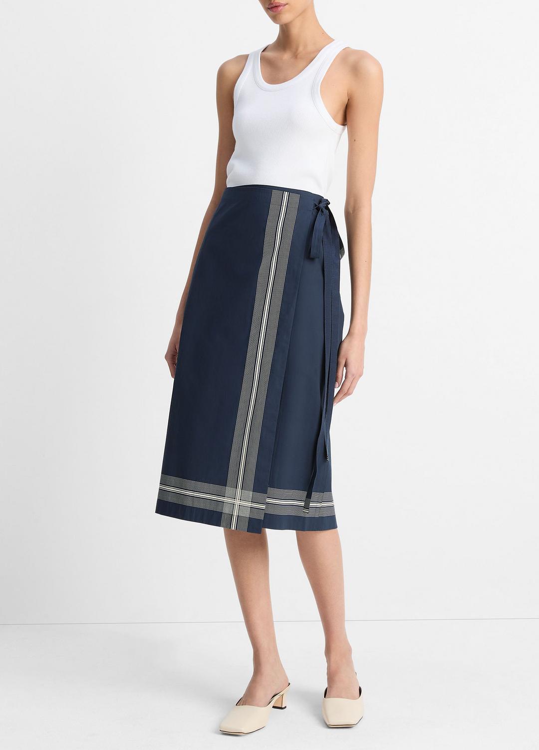 VINCE Sale Handkerchief-Stripe Straight Wrap Skirt in Dresses & Skirts
