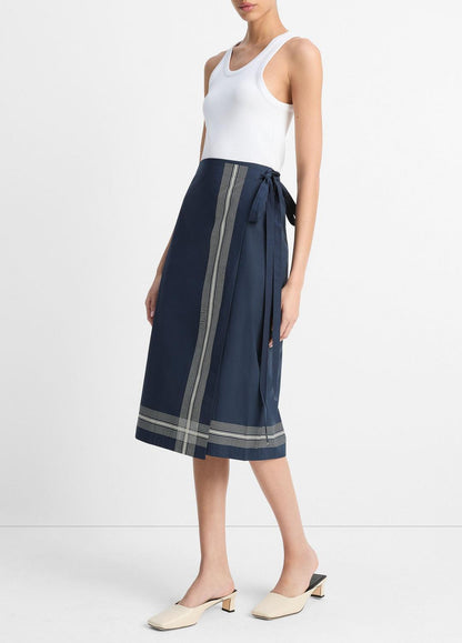 VINCE Sale Handkerchief-Stripe Straight Wrap Skirt in Dresses & Skirts