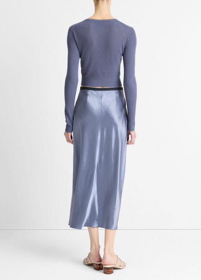 VINCE Sale Contrast-Waistband Satin Bias Skirt in Dresses & Skirts