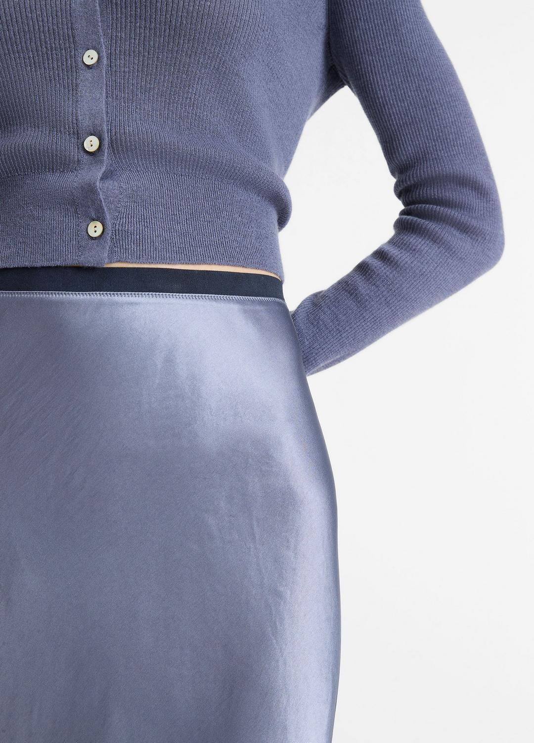 VINCE Sale Contrast-Waistband Satin Bias Skirt in Dresses & Skirts