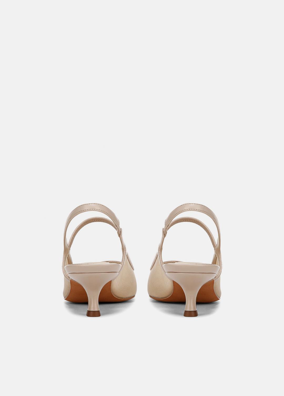 VINCE Sale Venice Leather and Mesh Slingback Kitten Heel in Shoes