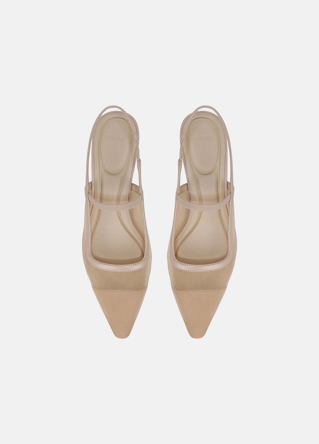 VINCE Sale Venice Leather and Mesh Slingback Kitten Heel in Shoes