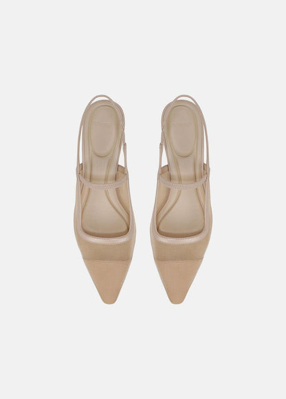 VINCE Sale Venice Leather and Mesh Slingback Kitten Heel in Shoes