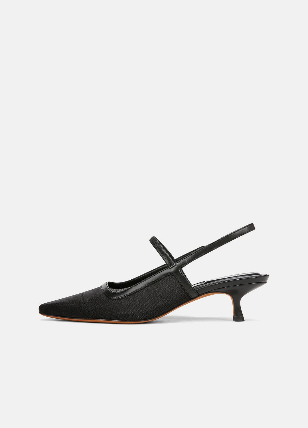 VINCE Sale Venice Leather and Mesh Slingback Kitten Heel in Shoes