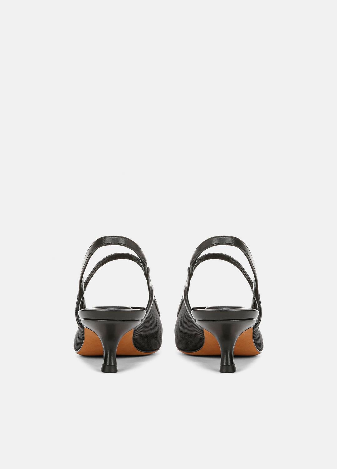 VINCE Sale Venice Leather and Mesh Slingback Kitten Heel in Shoes