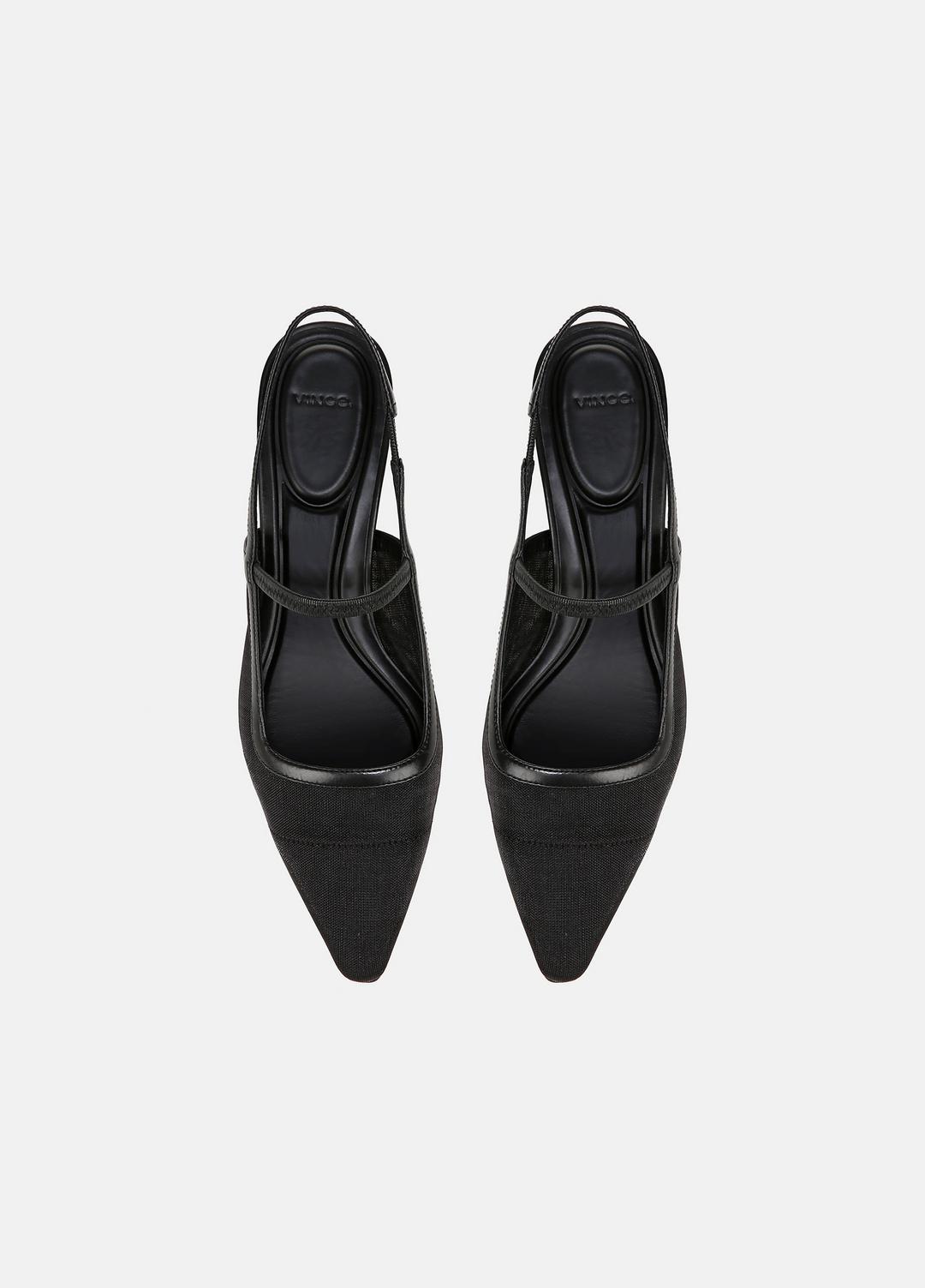 VINCE Sale Venice Leather and Mesh Slingback Kitten Heel in Shoes
