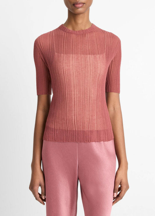 VINCE Sale Italian Cotton-Blend Double-Layer Top in Sweaters