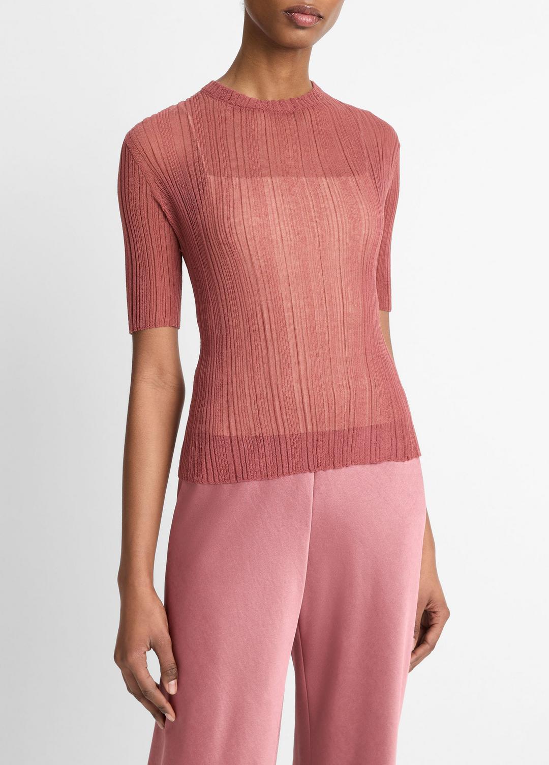 VINCE Sale Italian Cotton-Blend Double-Layer Top in Sweaters