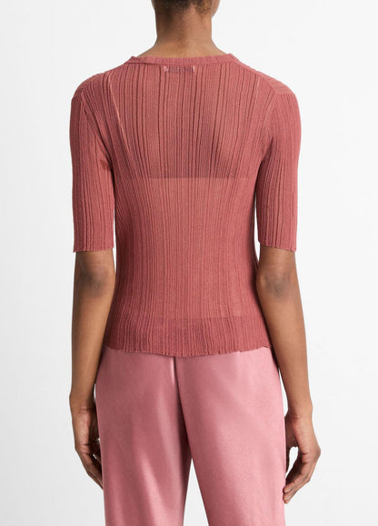 VINCE Sale Italian Cotton-Blend Double-Layer Top in Sweaters