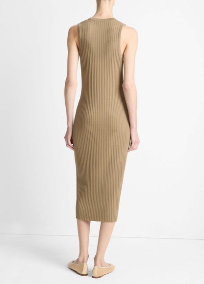 VINCE Sale Ribbed Cotton-Blend Button-Front Dress in Dresses & Skirts