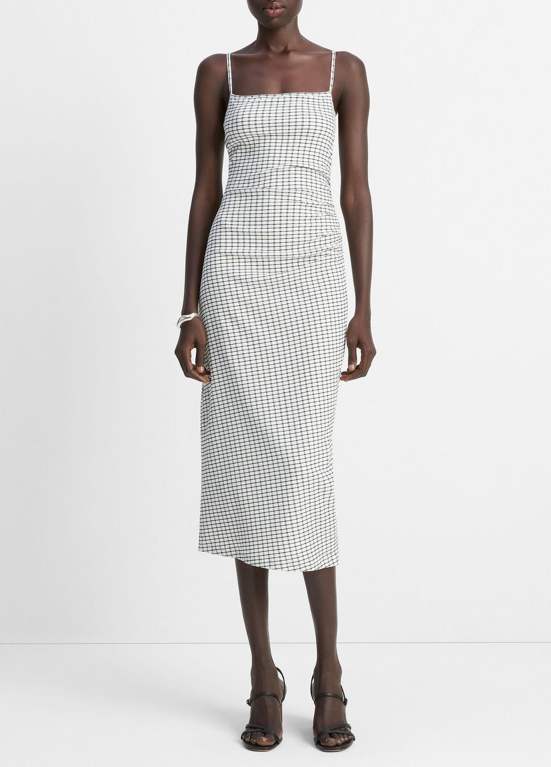 VINCE Sale Checked Smocked Tank Dress in Dresses & Skirts