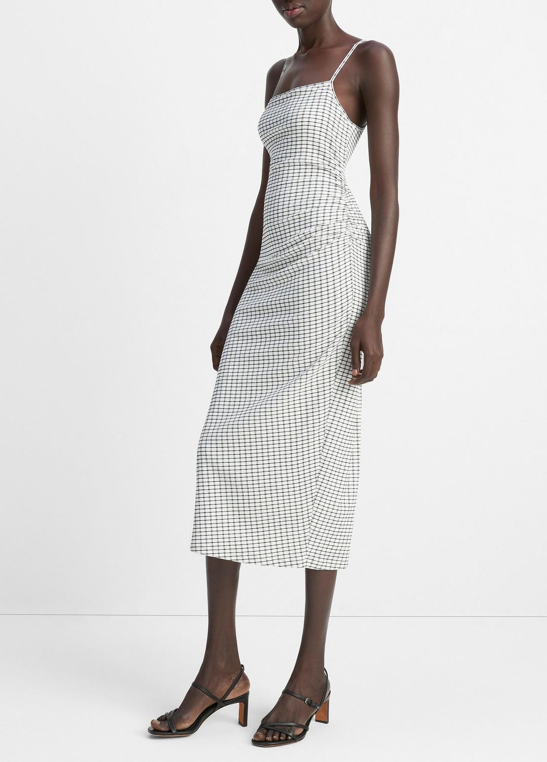 VINCE Sale Checked Smocked Tank Dress in Dresses & Skirts