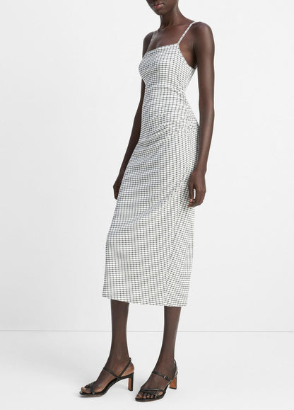 VINCE Sale Checked Smocked Tank Dress in Dresses & Skirts