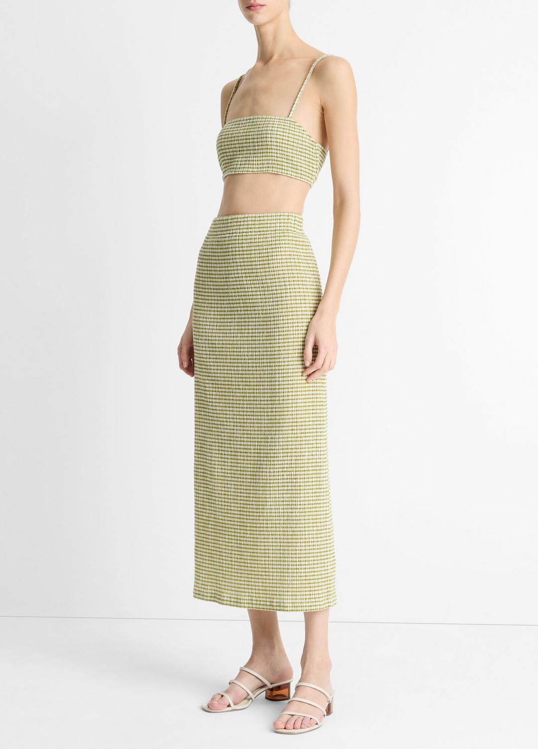 VINCE Sale Checked Smocked Midi Skirt in Dresses & Skirts