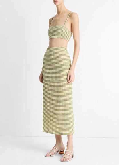 VINCE Sale Checked Smocked Midi Skirt in Dresses & Skirts