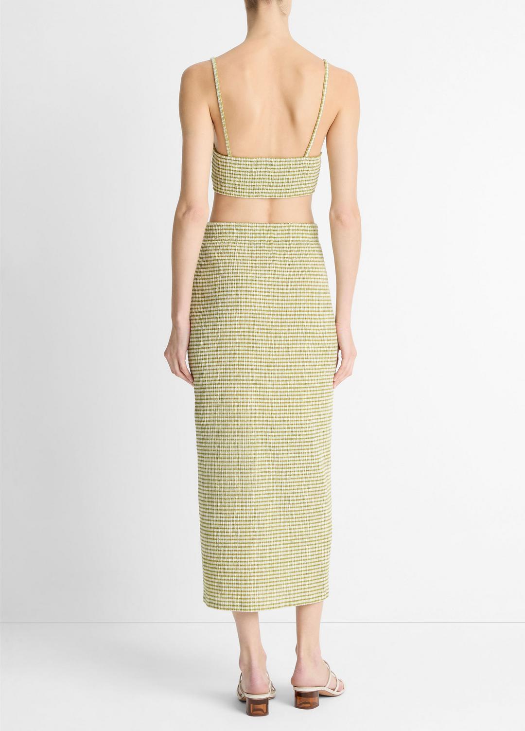 VINCE Sale Checked Smocked Midi Skirt in Dresses & Skirts
