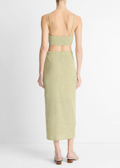 VINCE Sale Checked Smocked Midi Skirt in Dresses & Skirts