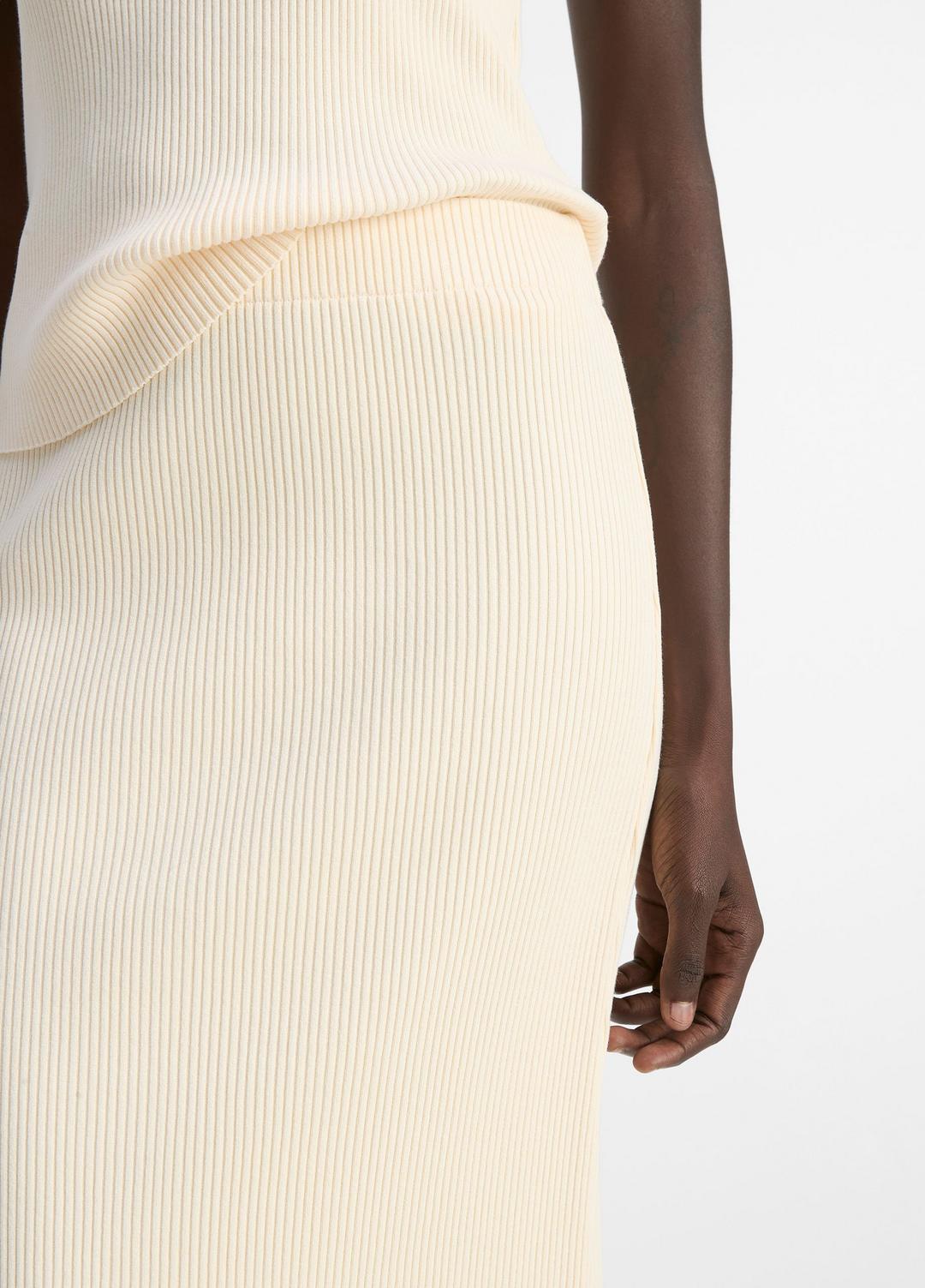VINCE Sale Ribbed Cotton-Blend Midi Skirt in Dresses & Skirts