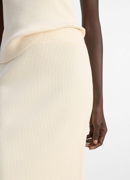 VINCE Sale Ribbed Cotton-Blend Midi Skirt in Dresses & Skirts