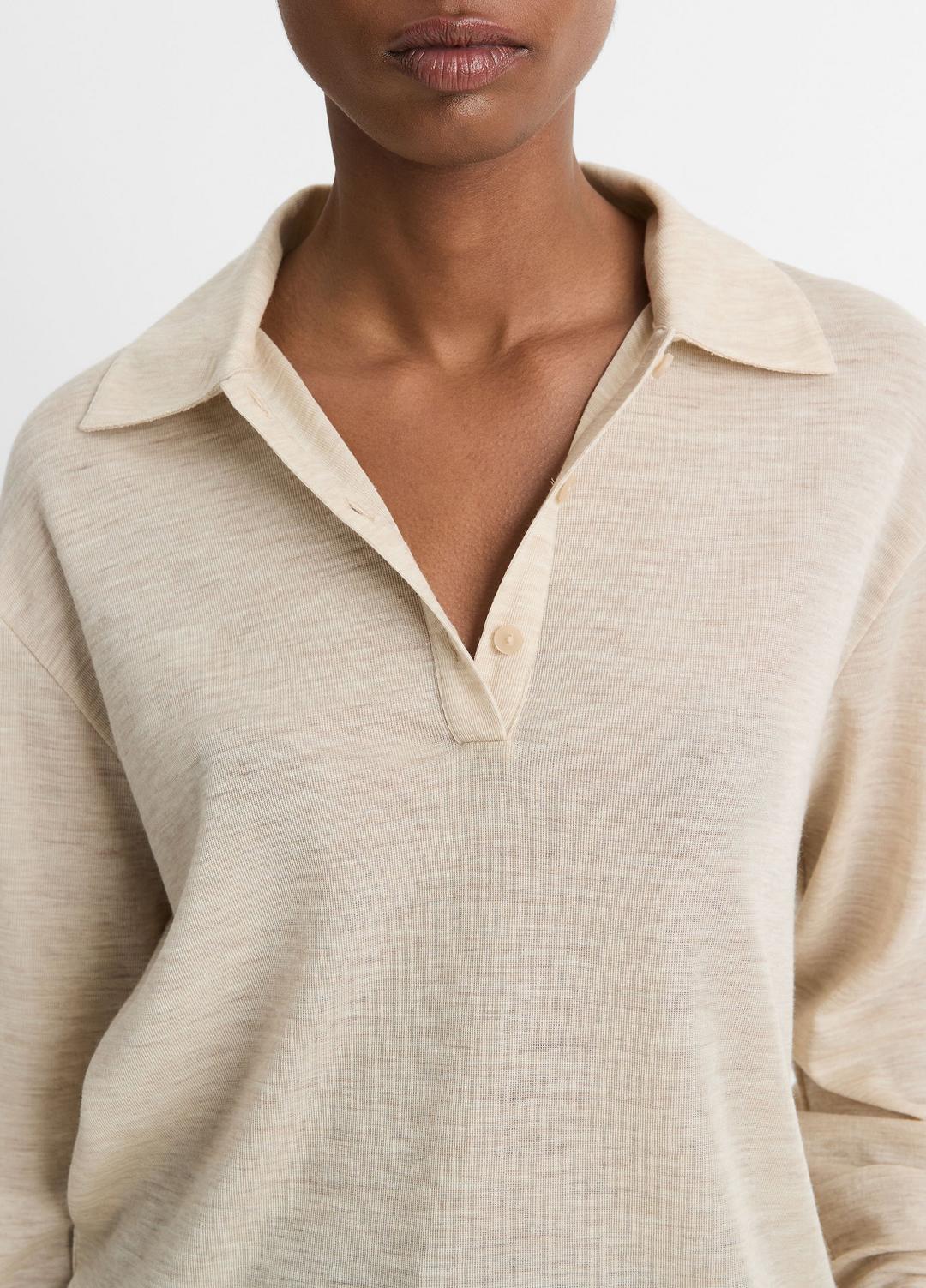 VINCE Sale Wool Relaxed Long-Sleeve Polo Shirt in Shirts & Tees