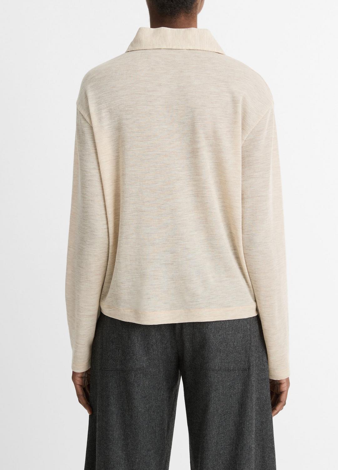 VINCE Sale Wool Relaxed Long-Sleeve Polo Shirt in Shirts & Tees