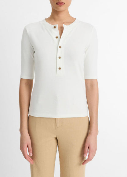 VINCE Sale Jersey Elbow-Sleeve Henley in Shirts & Tees