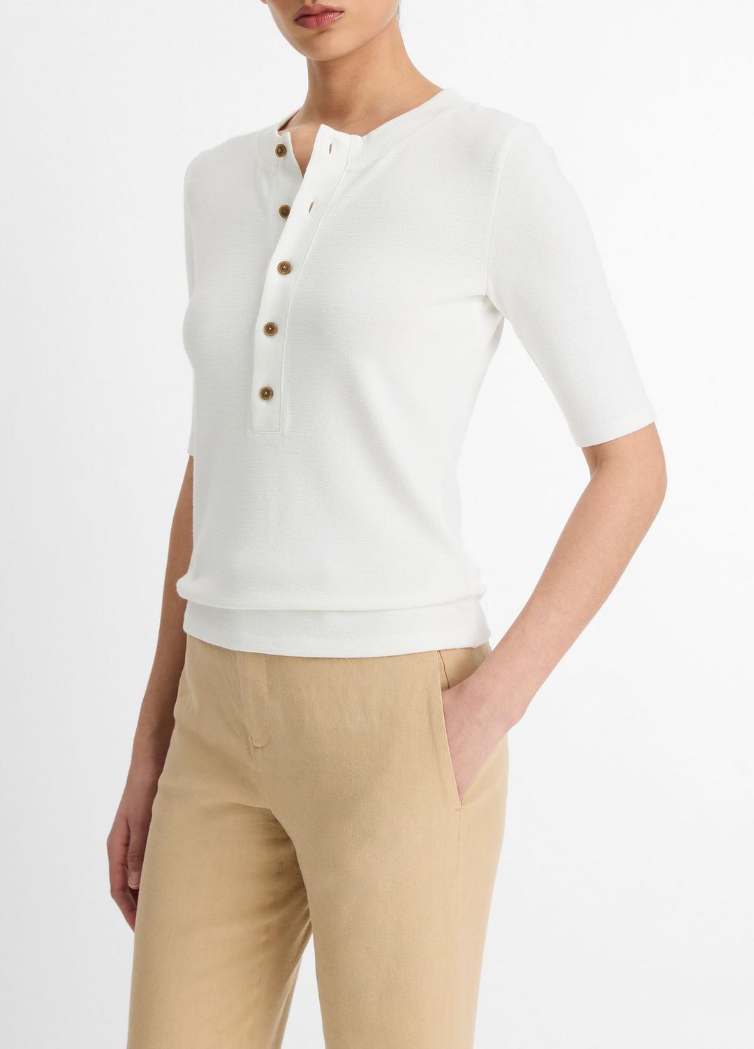 VINCE Sale Jersey Elbow-Sleeve Henley in Shirts & Tees